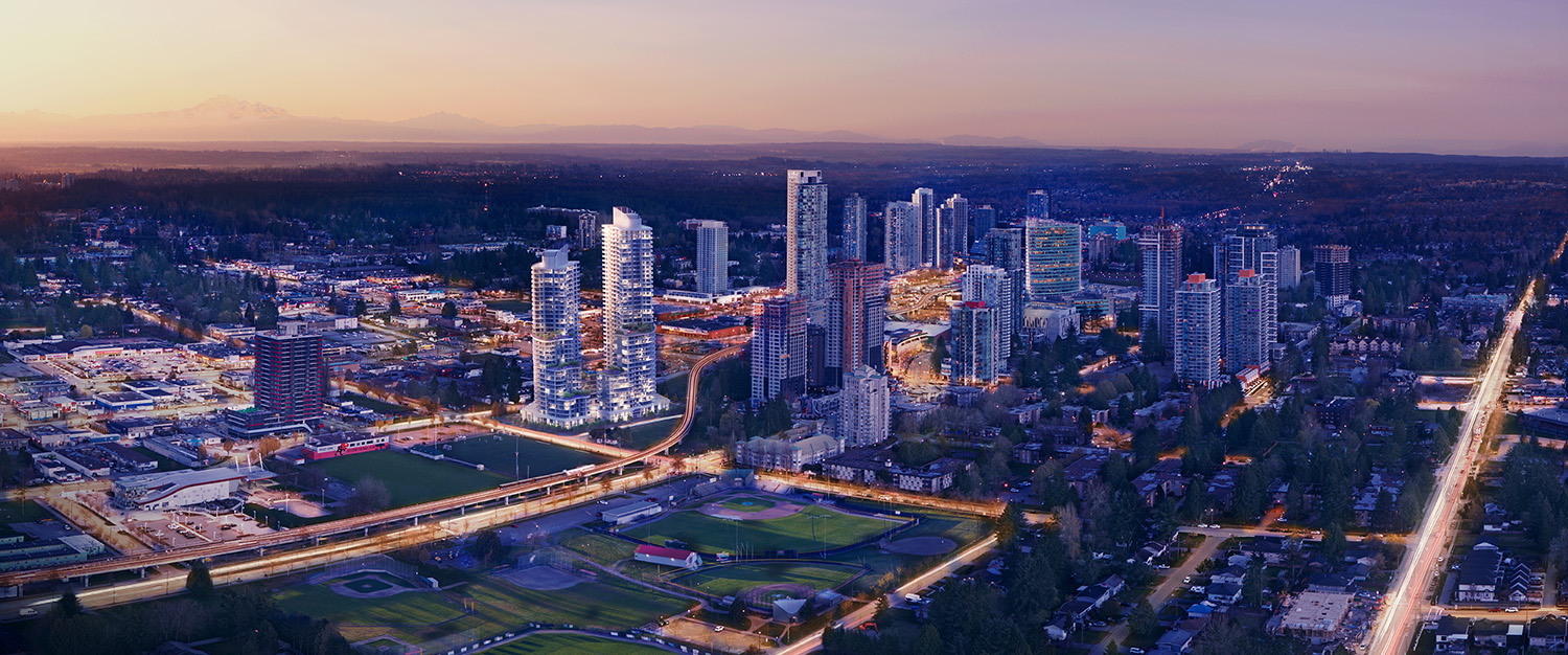 Piano in Surrey City Center aerial view